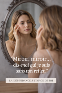 une femme qui se regarde dans un miroir qui est dépendante de son image